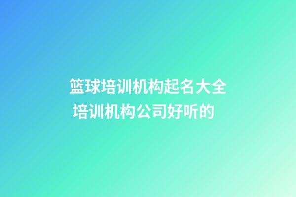 篮球培训机构起名大全 培训机构公司好听的-第1张-公司起名-玄机派